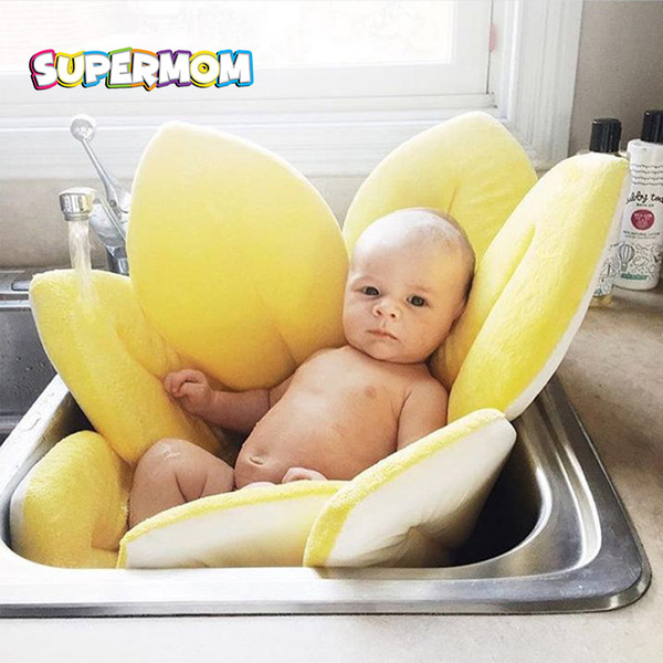 Baby Bath Tub Mat Newborn Blooming Flower Seat Bathroom Bathtub Chair Pad Cushion Anti-Slip Shower Support Soft Seat Cover Mat