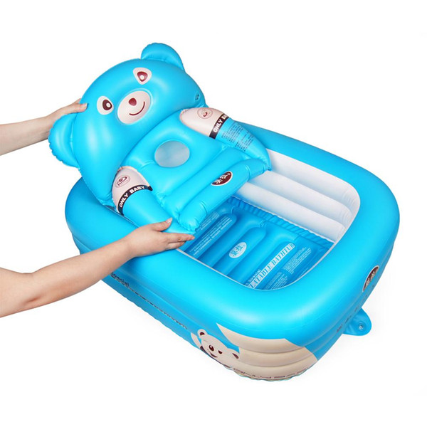 Cartoon Baby Bathtub Newborn Baby Foldable Inflatable Bathtub Large Thickened Bathing Pool Paddling Pool for Sitting and Lying