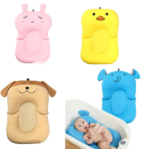 Hot Foldable Baby Bath Mat Cushion Cartoon Rabbit Elephant Design Bath Tub Pad Soft Infant Showing Bathing Bathtub Non-Slip Mat 8 Designs