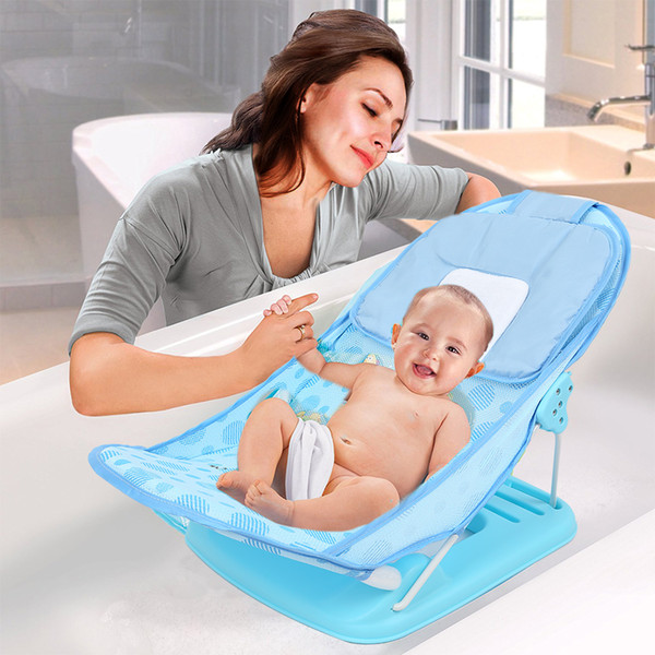 Foldable Newborns Baby Bather 15KG Load Bearing Infant Soft Polyester Mesh 3-Level Height Slots 2018 Baby Care 2 Colors Options