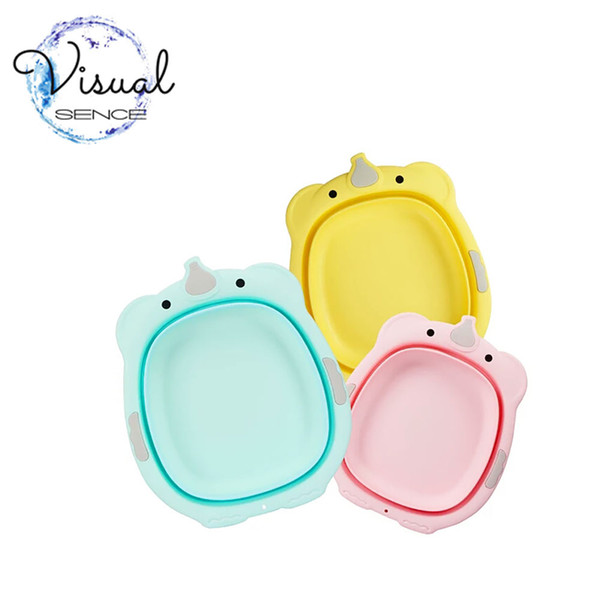 cartoon elephant pure color Foldable multi-purpose wash face wash basin like baby folding child's face basin