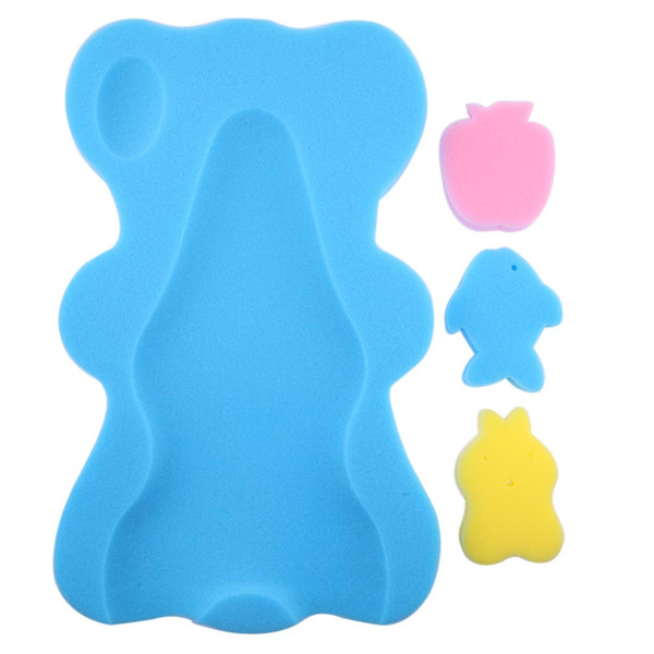 Baby Shower Sponge Cushion Bath Holder Mesh Pocket Newborn Seat Baby Bath Pad Soft Cushion Bed Infant Anti-slip Bear Design