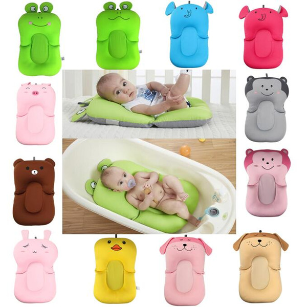 Foldable Cute Cartoon Baby Infant Newborn Safety Bath Seat Support Tub Bathtub Shower Cushion Mat Bed Cradle Pad