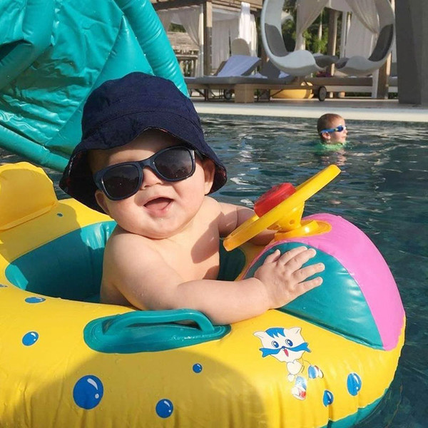 Baby Pool Float Baby Inflatable Swimming Ring with Adjustable Sun Shade Canopy Safety Seat Boat for Age 6-36 Months Toddlers