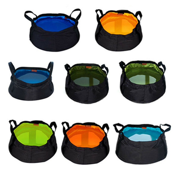 9 Colors Portable Folding Washbasin Outdoor Collapsible Bucket Wash Basin Water Bag Pot For Camping Hiking Bath Supplie MMA1581 100pcs