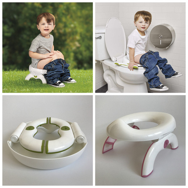 Kids 2 In 1 Foldable Toilet Seat Infant Chamber Pots Travel Potty Seat Soft Kids Trainers Folding Travel Potty Rings Chair AAA1315