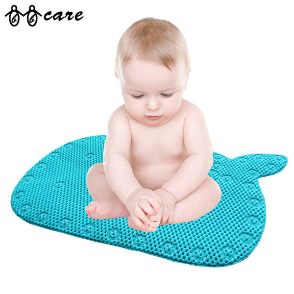 Whale Shaped Baby Non-Slip Bathtub Mat with Strong Suction Cups-Blue