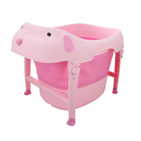 Cute Large Folding Children Baby Bath Tubs Anti-slip Cartoon Kid Bathtub Thickened Bath Shower with stool sit down bathing