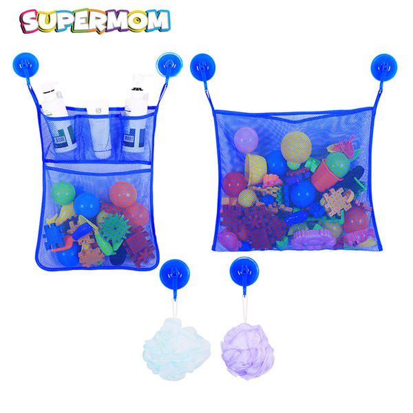 2 Bags+ 6 Hooks Child Bath Storage Net Bag Suction Cup Mesh Bag Kid Bathtub Bathroom Kitchen Accessories Organiser Net For Toys