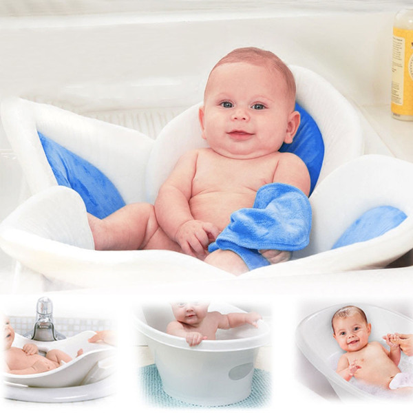 Bathtub Folding Non-slip Floral Newborn Bath Tub Cushion Infant Sink Shower Safety Child Bathtub Mat Petals Bath Support Seat