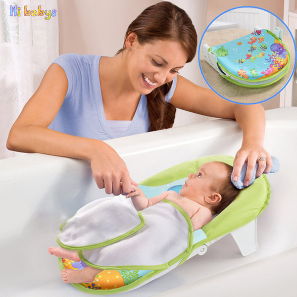 Collapsible Baby Bathing Mat Baby Bathtub Shower Cushion Folding Stent Support Seat Infant Pad Newborn Seat Cushion With Towels