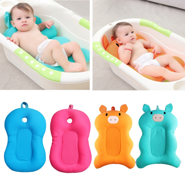 Newborn Baby Foldable Bath Tub Pad Infant Safety Shower Antiskid Cushion Net Mat Newborn Bathtub Seat