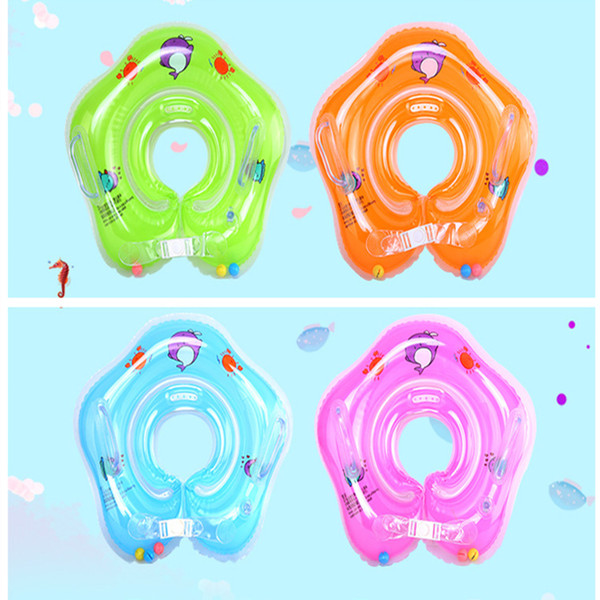 Dolphin Infant Neck Float Circle for Bathing Swimming cartoon PVC Inflatable 4COLORS Baby Safety Neck circle Dual airbags LC656