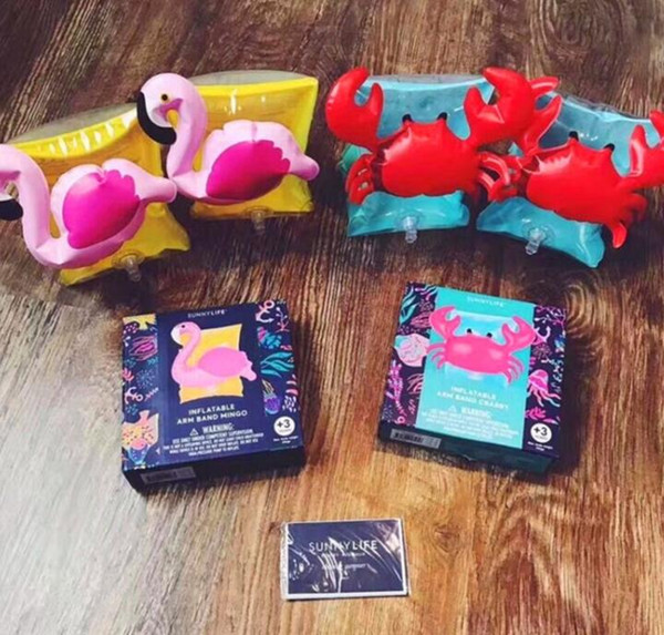 Kids Inflatable arm band cartoon swimming armlet flamingo Crab Baby swim rings safty assistive tools Inflatable Float Swim Arm Ring