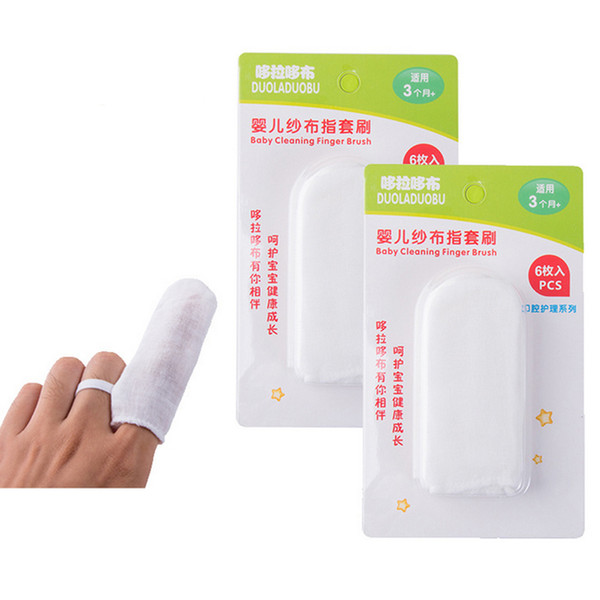 6pcs/set Baby Infant Oral Gauze Cotton Finger Cleaning Brush Baby Safety Health Care Gingiva Deciduous Teeth Coated Tongue Cleaning Brush