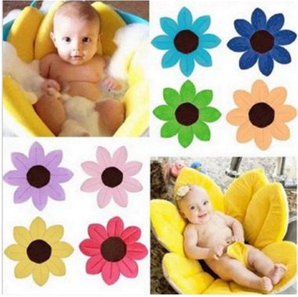 Baby Bathtub Newborn Foldable Flower Blooming Bath Tub Baby Anti-slip Blooming Sink Bath For Toddler Bath Sunflower Cushion Mats dc568