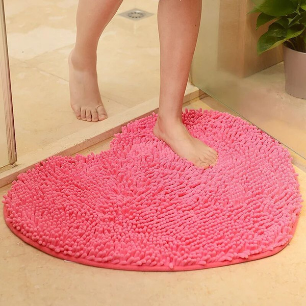 Wholesale-40*50cm Microfiber memory foam Soft Shaggy Non Slip Absorbent Bath Mat Bathroom Shower Rugs Carpet Pink Red Heart Shape Mats