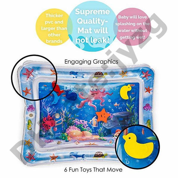 kids Inflatable Tummy Time Premium Water mat Infants & Toddlers is The Perfect Fun time Play Activity Center Your Baby's Stimulatio