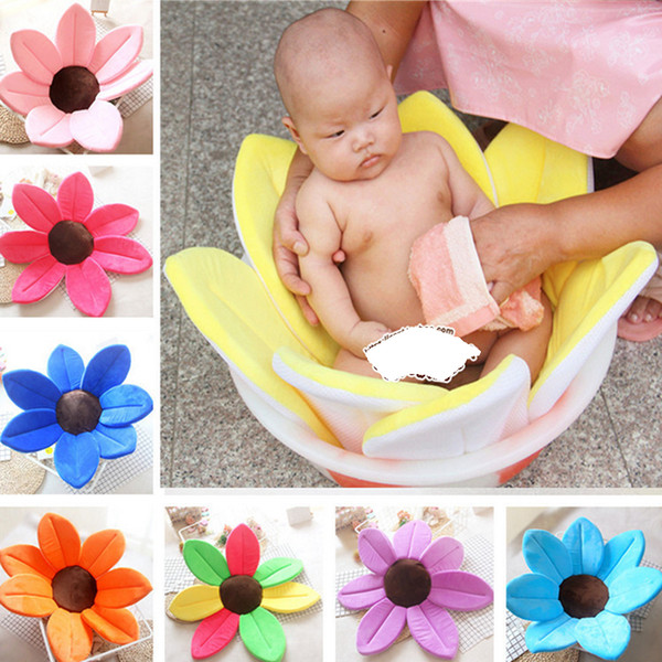 80cm Baby Infant Lotus Petal Non-slip Bath Shower Mat Newborn Foldable Soft Bath Tub Pads Gift for Kids Multicolor