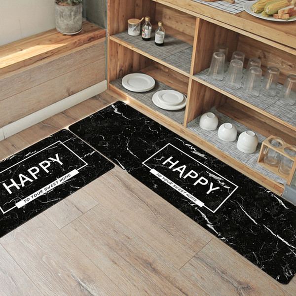 Creative Household bathroom mats Long strip waterproof leather carpet Anti-skid mat Advance door mat can be customized Happy Door Mats