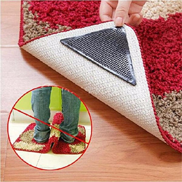 non slip bath mat 4PCS/SET Ruggies Rug Carpet Mat Grippers Grip Corners Pad Anti Skid Reusable Silicone Useful Tidy