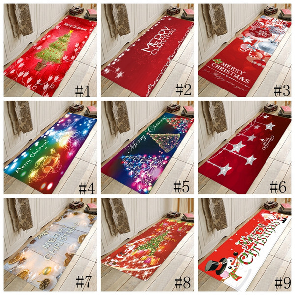 Christmas mat Door carpet Santa Claus Christmas Tree Moon Snowman Doormat rugs Flannel Floor non slip Bath Mats 60cm*180cm GGA1430