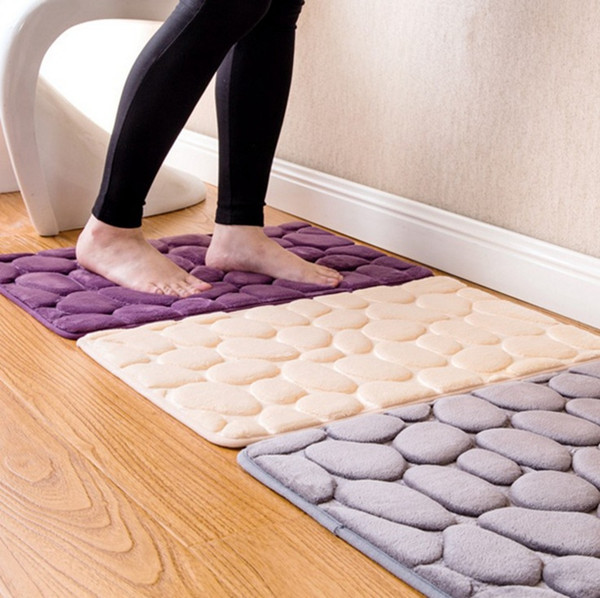 40x60cm Fashion 3D Bathroom Carpet Non-slip Pebble Flannel Bath Mats Floor Rug Bedroom Carpets Shower Floor Mat