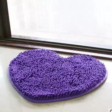 Wholesale-50*60cm Microfiber memory foam Soft Shaggy Non Slip Absorbent Bath Mat Bathroom Shower Rugs Carpet Pink Red Heart Shape Mats