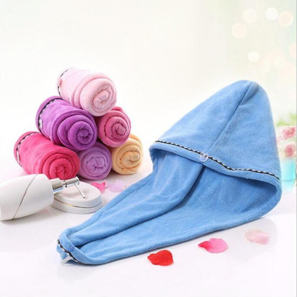 Quick Dry Hair Towel Magic Shower Caps Microfiber Super Absorbent Drying Turban Head Wrap Spa Salon Bathroom Caps Bath Hat Wrap Caps C7287