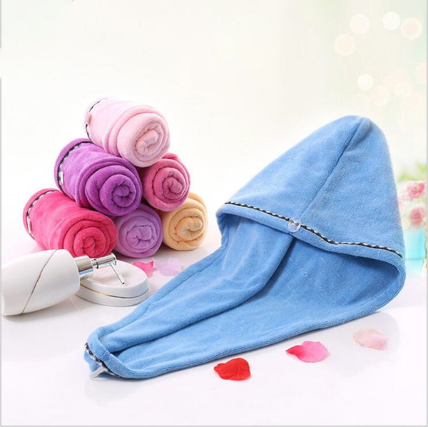 Quick Dry Hair Towel Magic Shower Caps Microfiber Super Absorbent Drying Turban Head Wrap Spa Salon Bathroom Caps Bath Hat Wrap Caps B7287