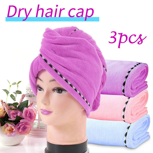3pcs Soft Dry Hair Shower Cap For Fiber Material 3 Piece Set Of Wrapped Towel #4e09 SH190912