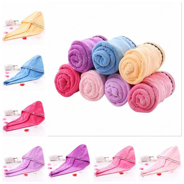 Quick Dry Hair Towel Magic Shower Caps Microfiber Super Absorbent Drying Turban Head Wrap Spa Salon Bathroom Caps Bath Hat Wrap Caps