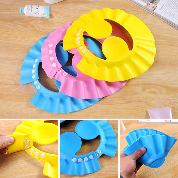 Soft Baby Children Shampoo Bath Shower Cap Kids Bathing Cap Bath Visor Adjustable Hat Wash Hair Shield with Ear Shield Hats
