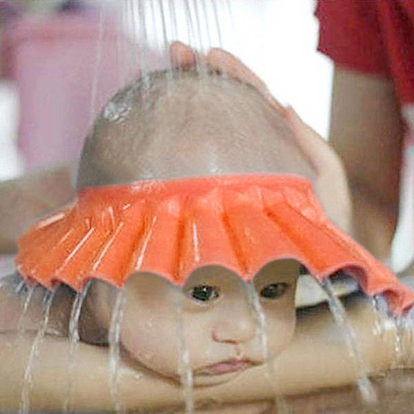 2017 For Baby Shampoo Shower Bathing Bath Protect Adjust Soft Cap Hat Orange Dropshipping #15
