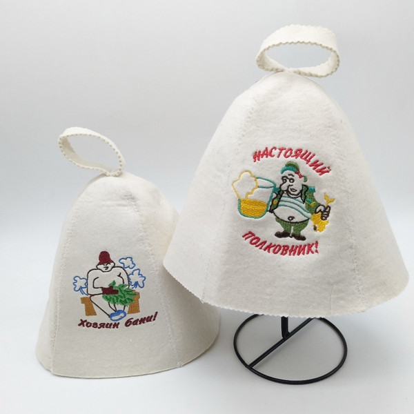 Two different embroidered hat sauna bathroom, shower cap, hair protection to prevent burns(two pcs/lot) SH190912