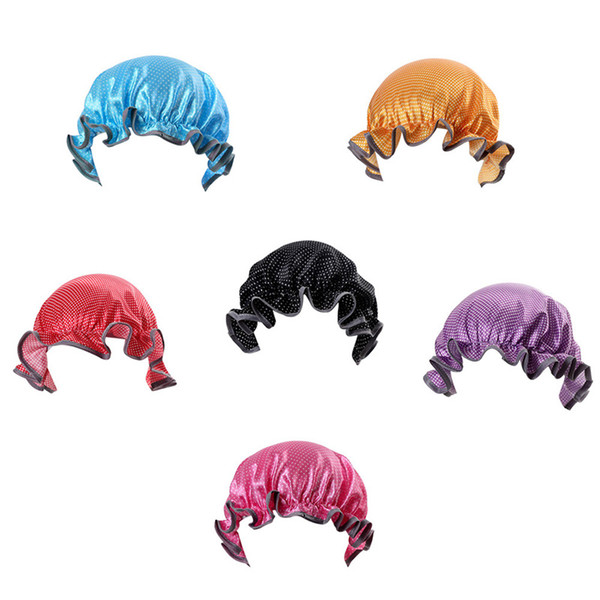Fashion baby bathing cap dot PEVA Newborn shower cap double-deck Bath hats kids bathing hat Toddler shower cap 6color B11