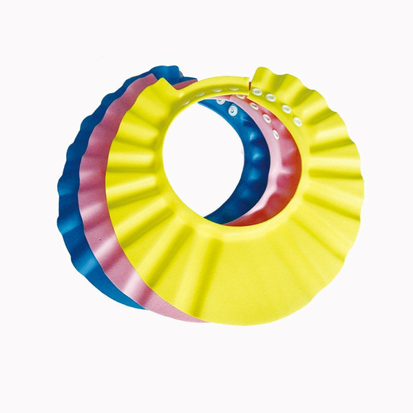 1pcs EVA Plastic Solid Resizable Bath Shower Hair Wash Baby Shampoo Cap Hat With Ear Bathing Protect Cap For Kids Baby