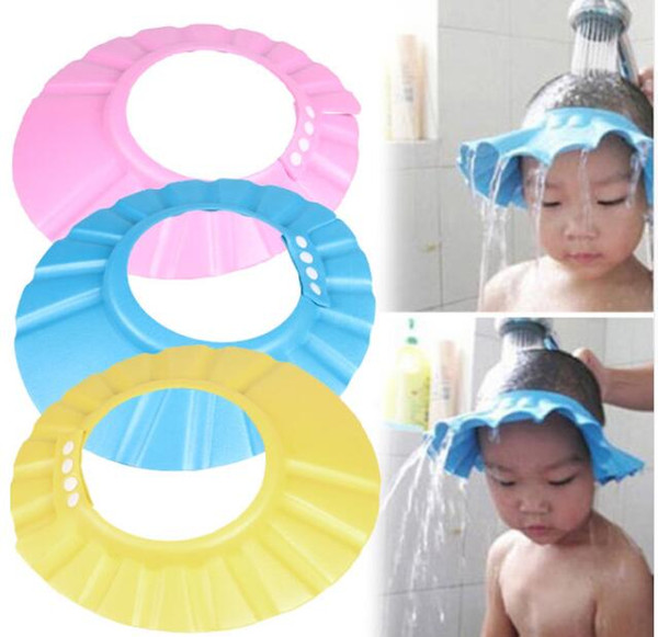 Baby Kids Shampoo Cap Adjustable EVA Foam Bath Shower Cap Hat Wash Hair Shield Pink/Blue/Yellow G588