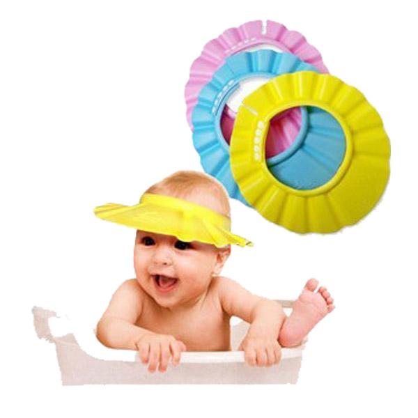 2016 Baby Childen Kids Adjustable Shampoo Shower Waterproof Cap Baby Bathing Protection Eva Hat 3 Colors
