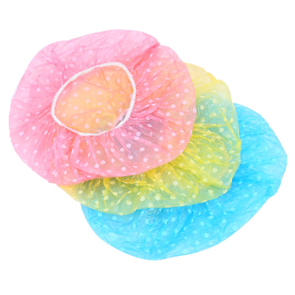 3PCS/lot Cute Women Lady Waterproof Elastic Plastic Shower Bathing Salon Hair Cap Hat