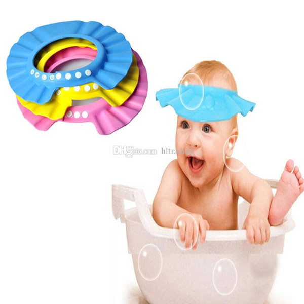 Fashion Adjustable Shower cap protect Shampoo for baby health bathing children Wash Hair Shield Hats 7 colors C3075