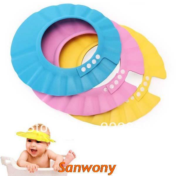 New 2014 Sanwony Safe Shampoo Baby Shower Bathing Use Protect Soft Cute Cap Hat For Baby Kids Free shipping & wholesale