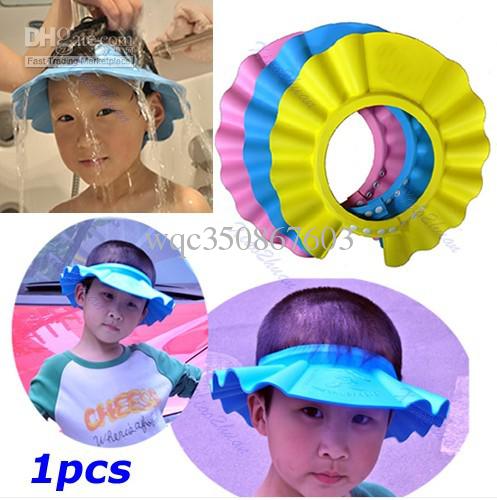 Soft Baby Kids Children Shampoo Bath Shower Cap Hat Wash Hair Waterproof Shield