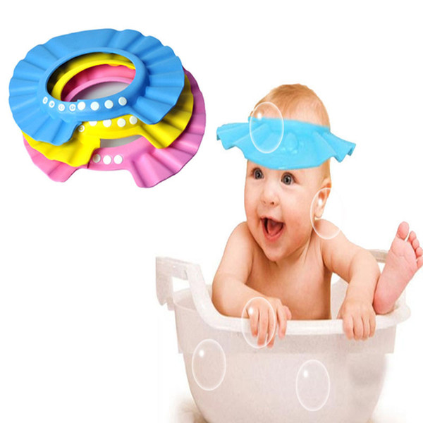 Fashion Adjustable Shower cap protect Shampoo for baby health bathing children Wash Hair Shield Hats 7 colors C3075