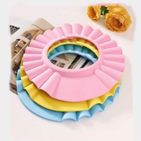 10PCS Baby Adjustable Thicken EVA Waterproof Shower Cap Blue Yellow Pink Colors Shampoo Cap Head Circumference 40-53CM