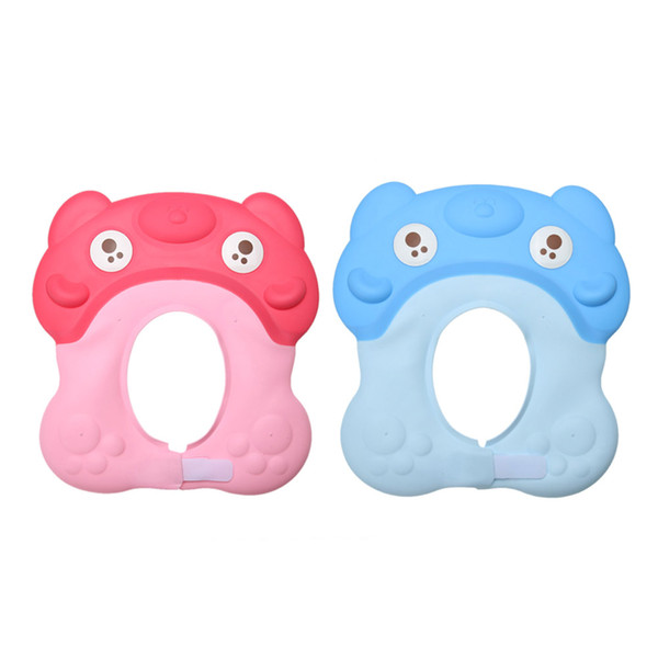 Adjustable Baby Shower Cap Baby Shampoo Shower Bathing Hair Washing Protector Cute TPE Waterproof Bath Cap Blue Pink
