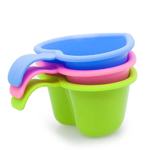 3 Colors Baby Heart Show Cup Bailer Kids Baby Shampoo Shield Shower Cup Cap Hat Kids Bath Toys