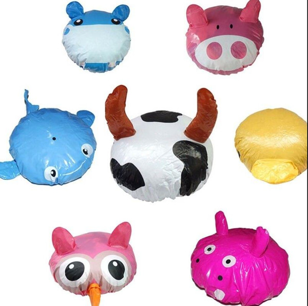Funny Cartoon Animal Shower Cap Hat Bath Waterproof Kids Travel Hair Protect PVC Spa Shower Cap KKA5133