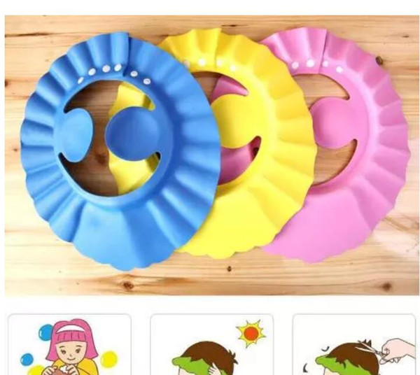 Soft Baby Children Shampoo Bath Shower Cap Kids Bathing Cap Bath Visor Adjustable Hat Wash Hair Shield with Ear Shield Hats