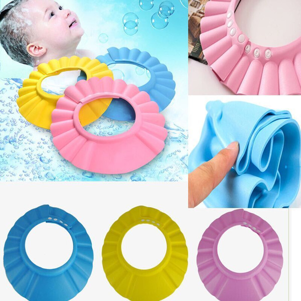 Children Kids Safe Shampoo Bath Bathing Shower Cap Hat Wash Hair Shield adjustable elastic Shampoo Cap 5pcs Color Random 2018